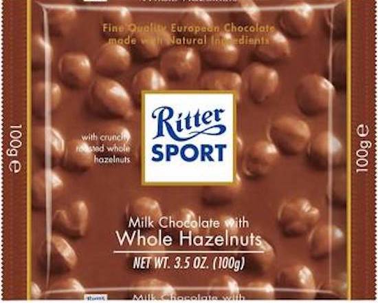 Order Ritter Sport Milk Chocolate Whole Hazelnuts 3.5oz food online from George's Market store, San Francisco on bringmethat.com