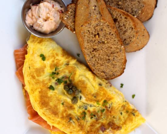 Order Salmon Omelette food online from Crema Gourmet Espresso Bar store, Miami on bringmethat.com