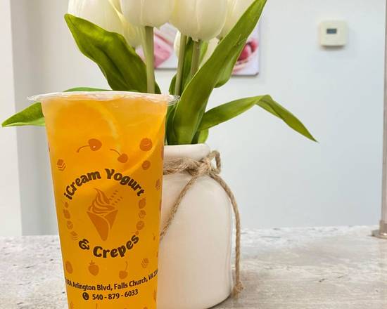 Order Passion Fruit Honey Green Tea  food online from Icream Yogurt & Crepes store, Falls Church on bringmethat.com