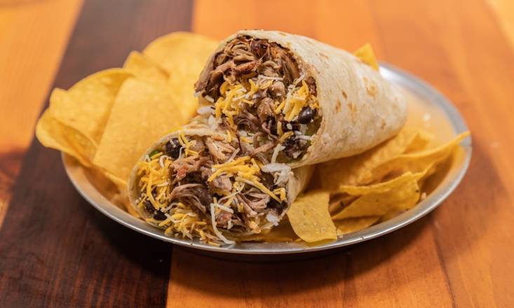Order Pork Burrito (Chips Included) food online from Xochimex Cantina Grill store, Miami on bringmethat.com