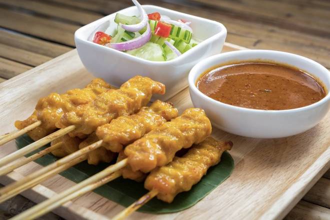 Order Chicken Satay (4 skewers) food online from Luck Thai store, New York on bringmethat.com