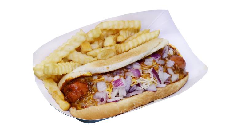 Order Jumbo Chili Dog (1/4 lb) food online from Fat Boy Burgers And Grill store, Watsonville on bringmethat.com