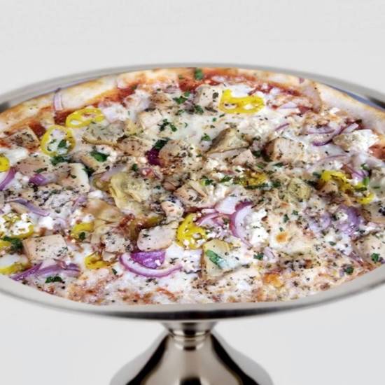 Order Spicy Mediterranean Pizza food online from Nypd store, Ann Arbor on bringmethat.com