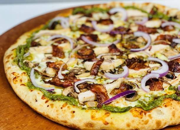 Order Petaluma Pesto Premium Pizza (12" Medium) food online from Stefano's Pizza store, Mill Valley on bringmethat.com