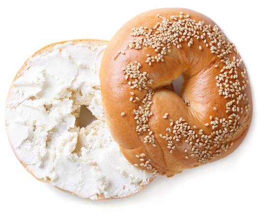 Order Sesame Bagel with Cream Cheese food online from The Pancake Snob store, New York on bringmethat.com