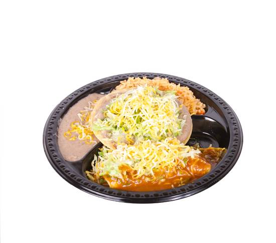 Order Combo #4 (Bean Tostada and Enchilada) food online from Muchas Gracias store, Josephine County on bringmethat.com