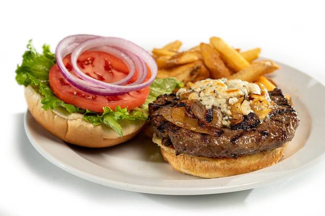 Order BLEU CHEESE & GRILLED ONION BURGER food online from Glory Days Grill store, Apex on bringmethat.com