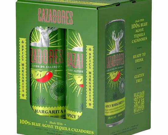 Order Cazadores Spicy Margarita Cocktail, 355ML-4PK (5.9% ABV) food online from Golden Ox Liquors store, Saint Augustine on bringmethat.com