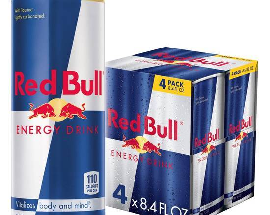 Order Red Bull  (pack of 4)  food online from Nashville Hot Chicken Shack store, Westminster on bringmethat.com