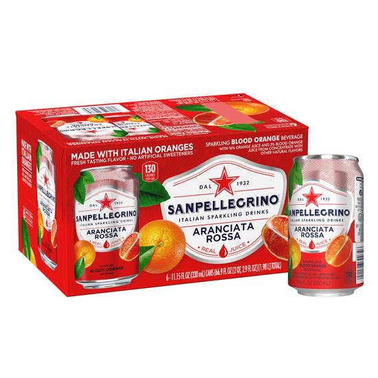 Order Sanpellegrino Aranciata Rossa Sparkling Blood Orange Drinks, 11.15 OZ Cans, 6 CT food online from Cvs store, LINCOLN on bringmethat.com