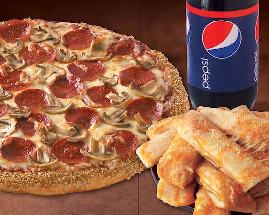 Order Large 2 Topping Pizza, Three Cheezer Bread & 2 Liter of Soda food online from Hungry Howie's Pizza & Subs  - Port  Charlotte store, Port Charlotte on bringmethat.com