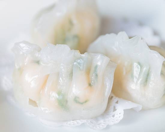 Order 110   Spinach Shrimp Dumplings     3pc food online from Shanghai Rose Chinese Dim Sum store, Studio City on bringmethat.com