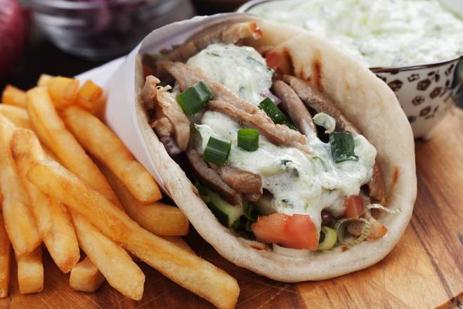 Order Chicken and Lamb Kebab Wrap food online from The Kebab Kitchen store, Irving on bringmethat.com