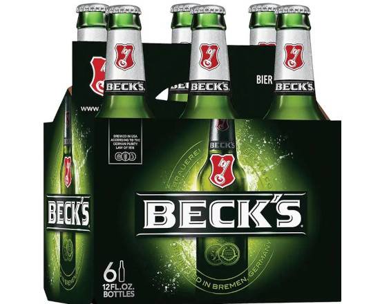 Order Beck's, 6pk-12oz bottle beer (5.0% ABV) food online from Xtra Liquors & Wines store, WEST MIAMI on bringmethat.com