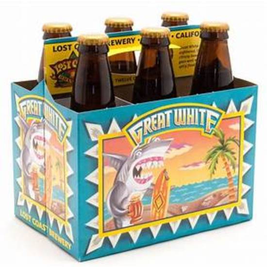 Order Lost Coast Brewery Great White Ale Btls 12 fl oz six pack food online from Rocky Liquor store, Claremont on bringmethat.com