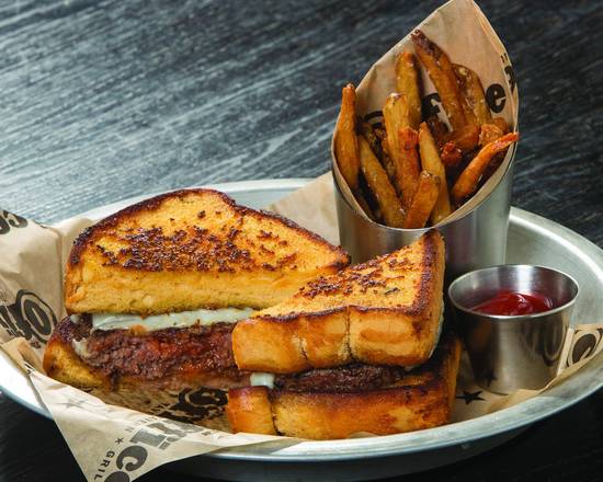 Order Crusty Garlic Bread Burger food online from Office Tavern Grill store, Morristown on bringmethat.com