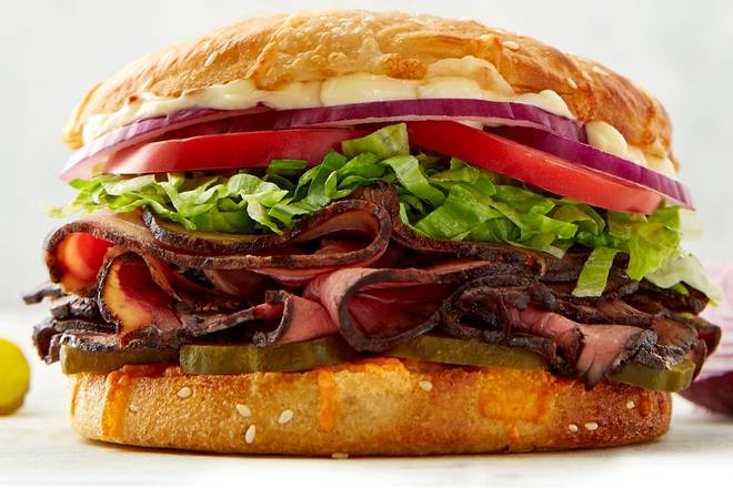 Order Roast Beef & Cheese Sandwich food online from Schlotzsky's store, Beaumont on bringmethat.com