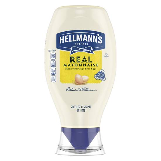 Order Hellmann's Real Mayonnaise Easy Out Squeeze Bottle 20oz food online from Everyday Needs by Gopuff store, Tampa on bringmethat.com