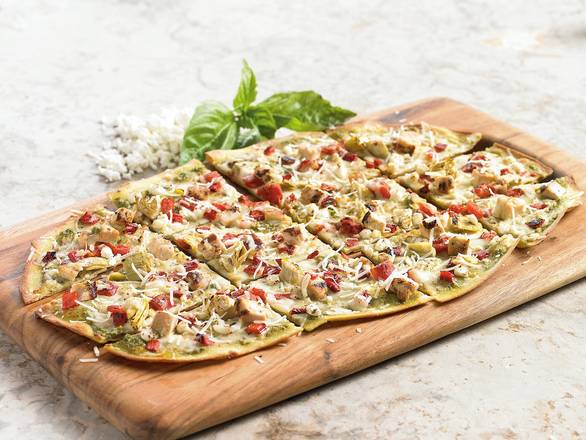 Order Garlic Chicken Pesto Pizza food online from Bj Restaurant & Brewhouse store, Westminster on bringmethat.com