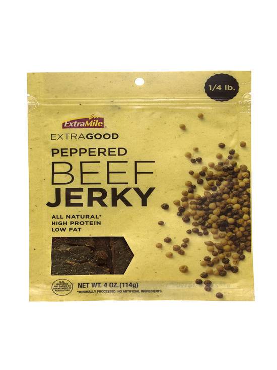 Order ExtraMile Pepper Beef Jerky 4 OZ food online from Chevron Extramile store, San Francisco on bringmethat.com