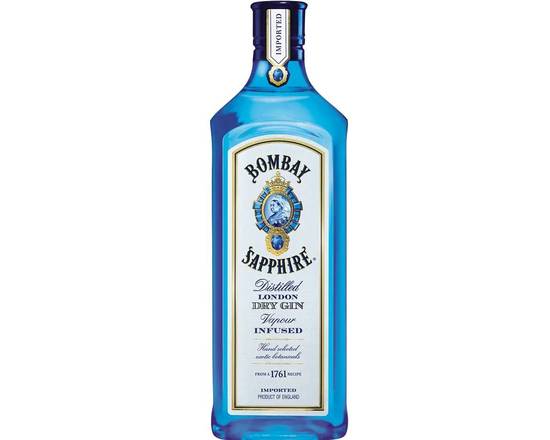 Order Bombay Sapphire, 750mL gin (47.0% ABV) food online from Xtra Liquors & Wines store, WEST MIAMI on bringmethat.com