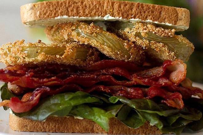 Order Fried Green Tomato BLT Sandwich food online from Uhmazing Blt store, Des Plaines on bringmethat.com