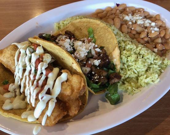 Order Two Tacos Plate food online from The Galley Fish Tacos store, Apple Valley on bringmethat.com