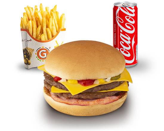 Menu Double cheese bacon burger
