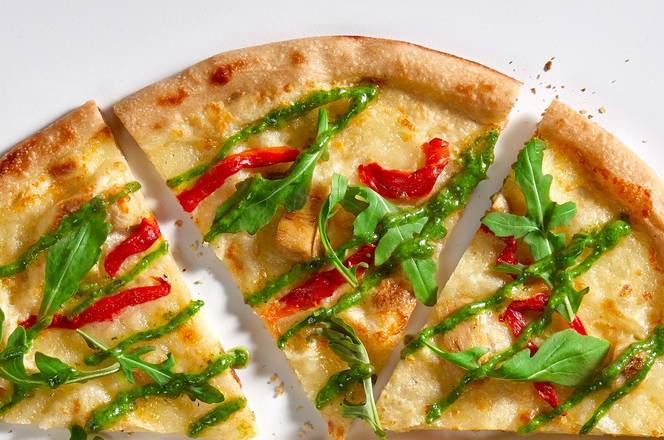 Order Green Stripe Half 11-inch Pizza + choice of side food online from Blaze Pizza store, Bakersfield on bringmethat.com