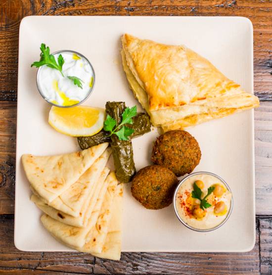 Order MEZZE PLATE food online from The Great Greek Mediterranean store, West Palm Beach on bringmethat.com
