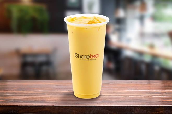 Order Mango Green Milk Tea food online from Sharetea store, Fountain Valley on bringmethat.com