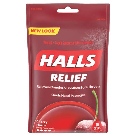 Order Halls Cherry Cough Drops 30ct food online from Casey store, Rogers on bringmethat.com