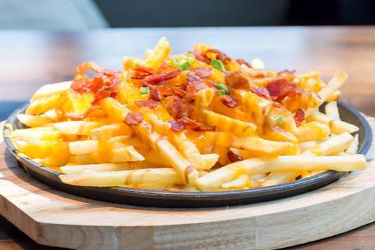 Order Bacon N' Cheese Fries food online from Falafel Flame store, Sunnyvale on bringmethat.com