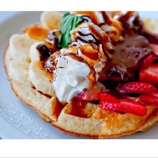 Order Nutella, Caramel & Strawberries Waffle food online from Fry Chick store, Oakland on bringmethat.com