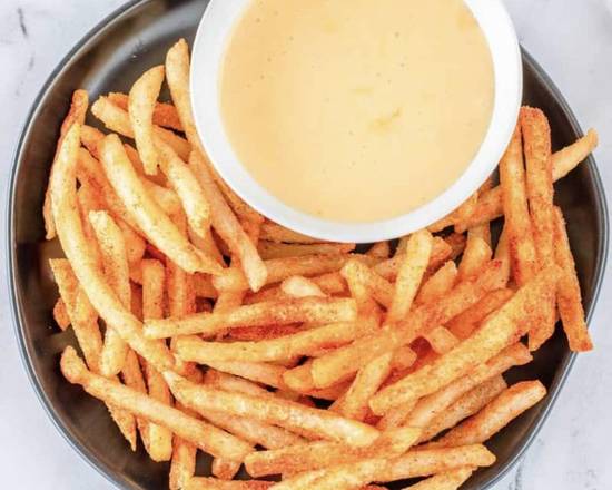 Order FRENCH FRIES WITH CHEESE food online from The Flaming Burger store, Huntington Beach on bringmethat.com