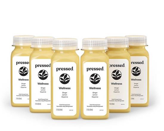 Order Wellness Shot 6-Pack | Ginger Lemon Cayenne Shots food online from Pressed store, Beverly Hills on bringmethat.com