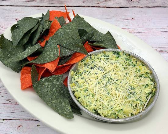 Order Spinach Artichoke Dip & Chips food online from Selma Chicago Pizzeria store, Rancho Santa Margarita on bringmethat.com