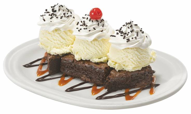Order NEW! Caramel Fudge Brownie Sundae food online from Friendly store, Johnstown on bringmethat.com