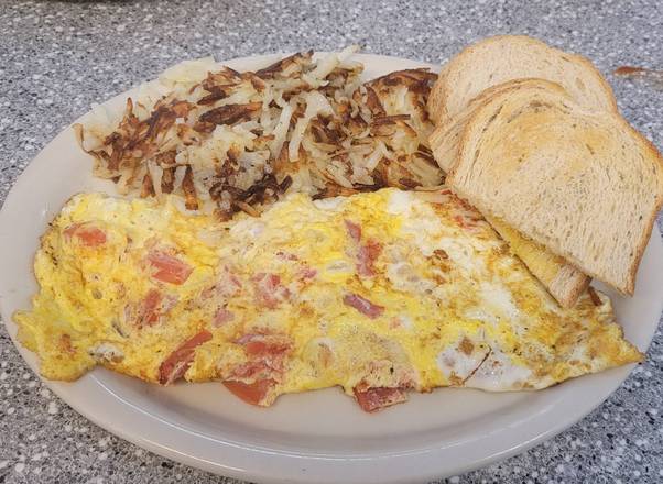 Order Onion and Tomato Omelette
 food online from Fleetwood diner store, Ann Arbor on bringmethat.com