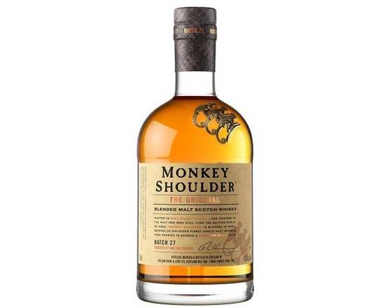 Order Monkey Shoulder Scotch, 750mL whiskey (43% ABV) food online from Woodbury Wine & Spirits store, ORLANDO on bringmethat.com