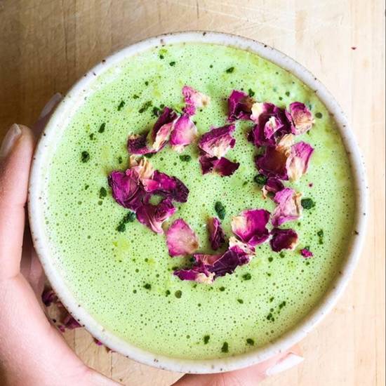 Order Matcha Rose Latte (Organic)  food online from Black Elephant Coffee store, Los Angeles on bringmethat.com