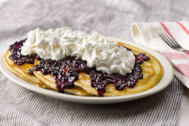 Order Buttermilk Pancakes with Fruit Toppings food online from Cracker Barrel Old Country Store store, Somerset on bringmethat.com