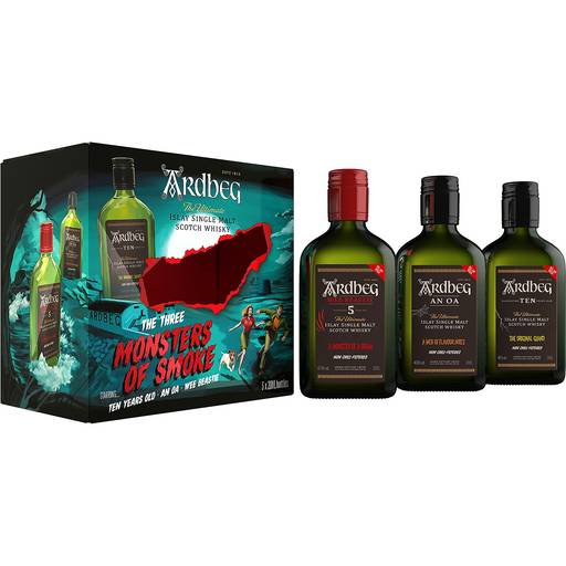Order Ardbeg Monsters of Smoke Gift Set (3PK 200 ML) 138508 food online from Bevmo! store, San Luis Obispo on bringmethat.com