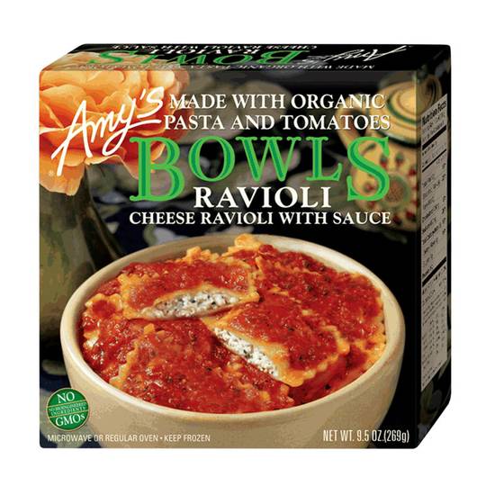Order Amy's Frozen Bowls Cheese Ravioli with Sauce 9.5oz food online from Everyday Needs by Gopuff store, Montgomery on bringmethat.com