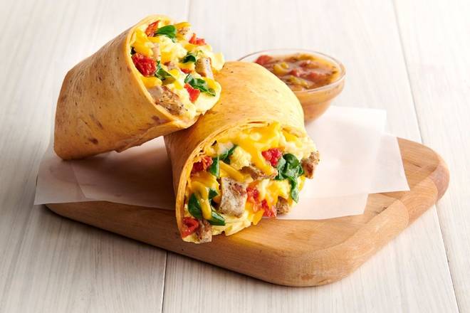 Order Sausage, Egg & Cheddar Breakfast Wrap food online from Corner Bakery store, Brandon on bringmethat.com