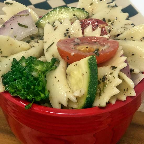 Order Mediterranean Pasta Salad (Dairy Free) food online from Little Lois Cafe store, Salem on bringmethat.com