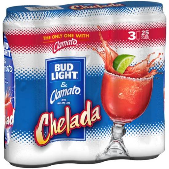 Order BUD LIGHT CHELADA 25OZ CAN-3 pack food online from Rocky Liquor store, Claremont on bringmethat.com