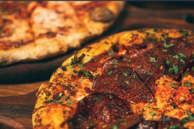 Order GF Pepperoni Pizza food online from Pinstripes store, North Bethesda on bringmethat.com