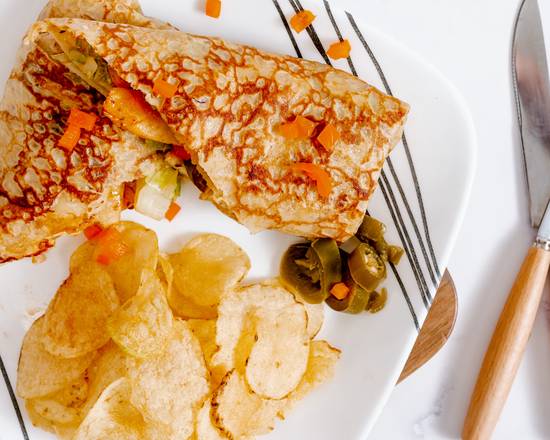 Order Chicken Burrito Crepe food online from Icream Yogurt & Crepes store, Falls Church on bringmethat.com