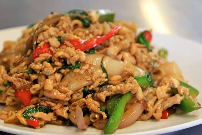 Order Ka Pow Noodle Chicken ** food online from Ka Pow Thai On Wheel store, Seattle on bringmethat.com